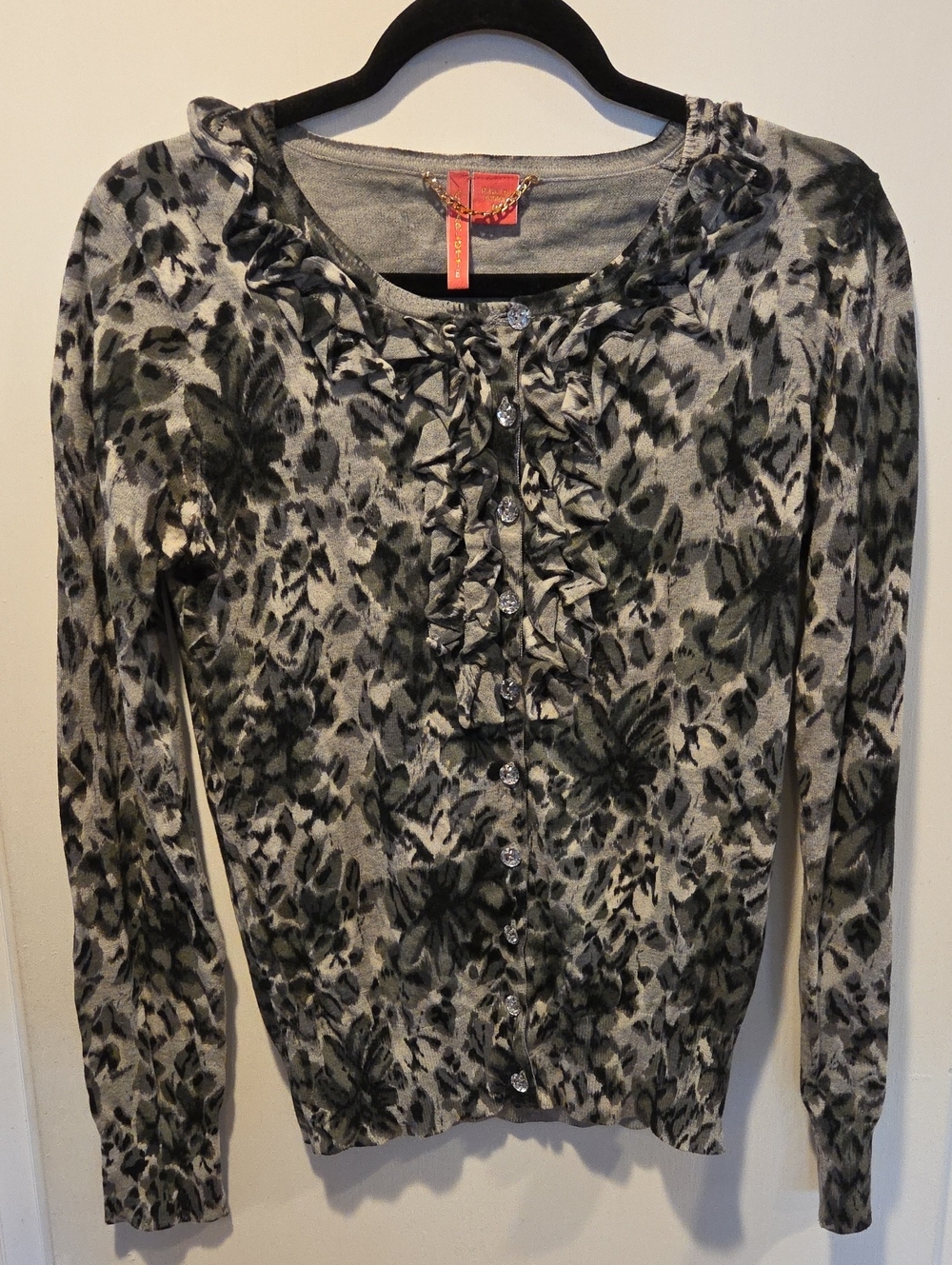 Charlotte Tarantola Ruffled Floral Print Cardigan M